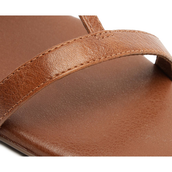 Sandália Rasteira Tiras Finas Marrom