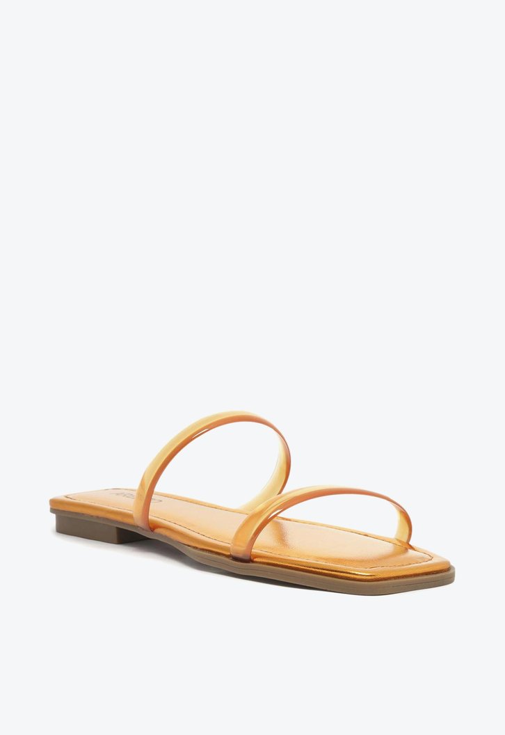 Kit Arezzo Rasteira Metalizada Laranja E Pochete