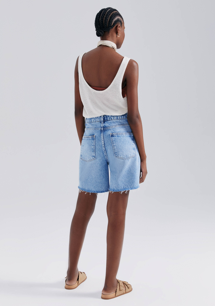 Bermuda Jeans Azul Hering Barra A Fio