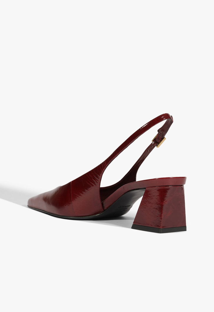 Scarpin Slingback Rhonda Mid Couro Vermelho