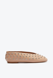 Sapatilha Bege Schutz Daphne Couro Tachas