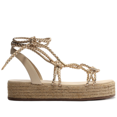 Sandália Flatform Dourada Anacapri Amarração Trançada