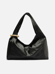 Bolsa Hobo Preta Arezzo Couro Grande Metal