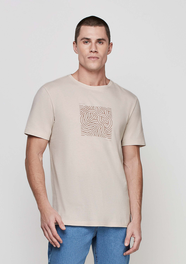 Camiseta Marrom Dzarm Manga Curta Decote Redondo