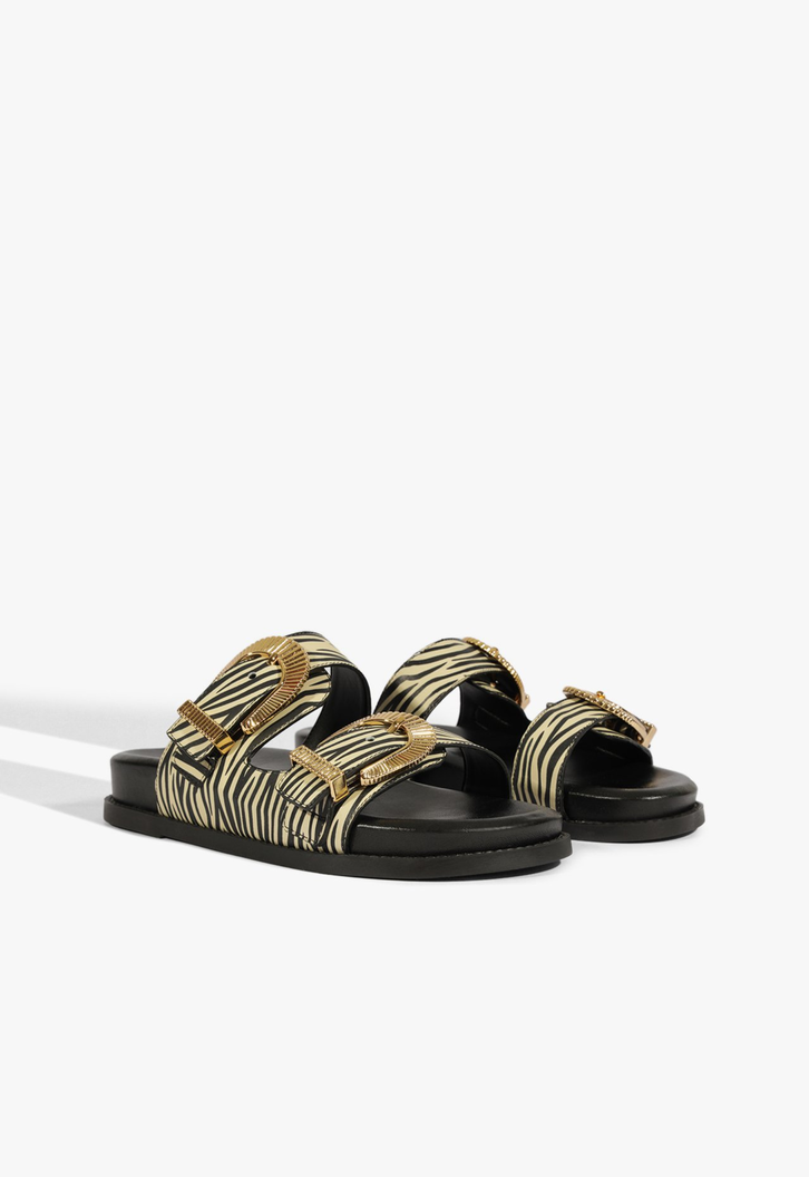 Sandália Papete Slide Camurça Zebra