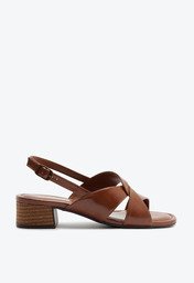 Sandália Entrelaçada Salto Bloco Marrom | ZZ MALL