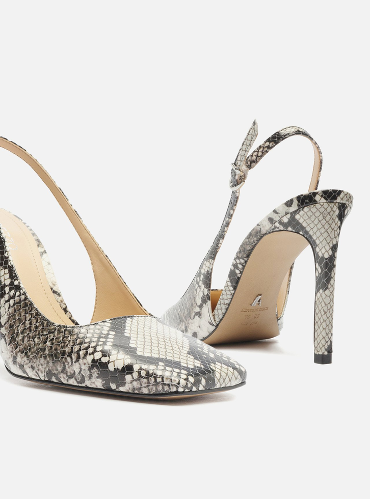 Scarpin Arezzo Snake Bico Quadrado Slingback