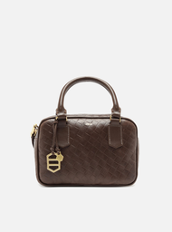 Bolsa Bowling Marrom Arezzo Couro Tressê Média