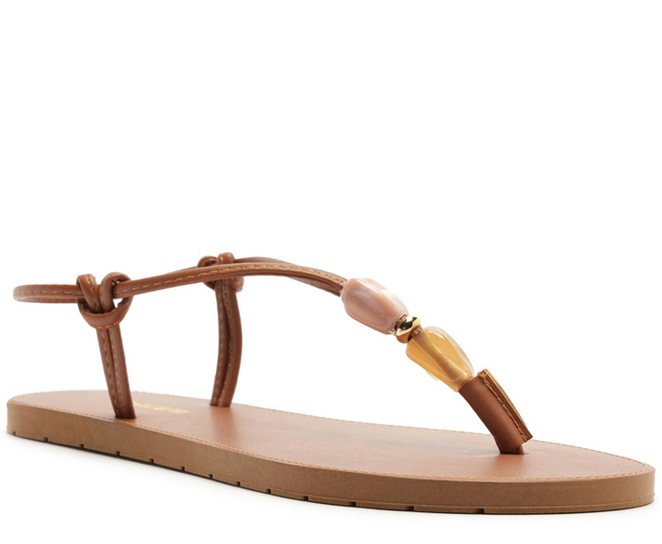 Sandália Slim Natural Pedrairias Marrom