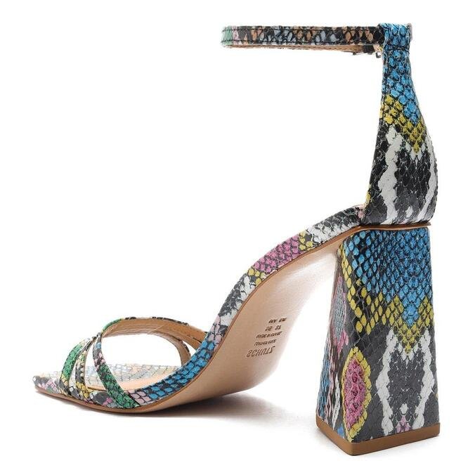 SANDÁLIA SCHUTZ SALTO BLOCO BAIXO TECIDO COLORIDA I Lizien Gelcie I Onde a  Moda Feminina se Encontra