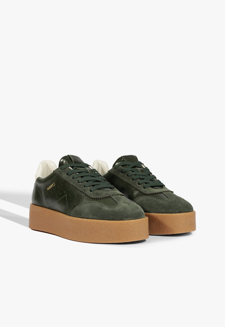 Tênis Flatform Couro Verde