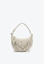 Bolsa Tiracolo Branca Schutz Pequena Violet Studs Couro