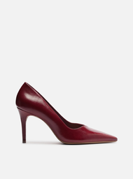 Scarpin Vermelho Couro Salto Médio Fino V