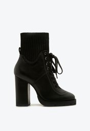 Bota Preta Schutz Combat Salto Bloco Knit | ZZ MALL