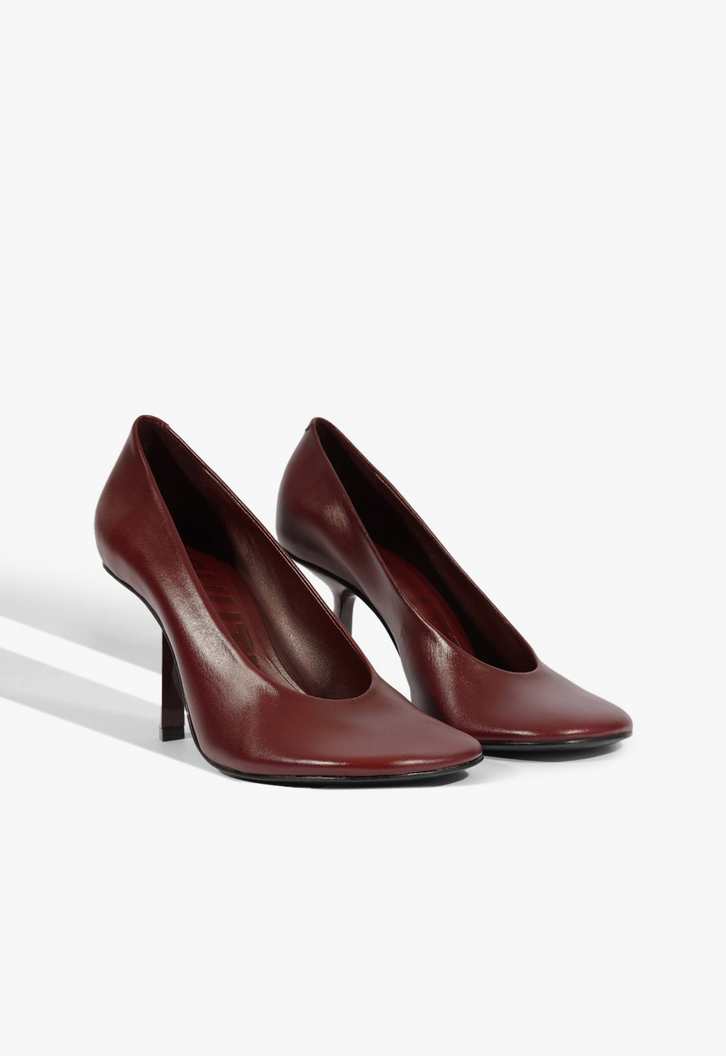 Scarpin Couro Salto Fino Alto Vermelho