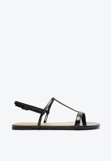 Sandália Preta Anacapri Tiras Geométricas