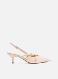 Scarpin Bege Arezzo Couro Salto Médio Slingback Amélia