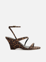 Sandália Animal Print Arezzo Salto Anabela Curvo Tiras
