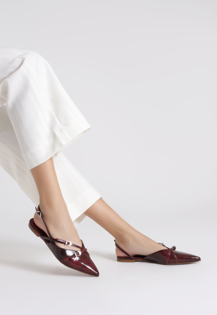 Sapato Mule Slingback Vinho