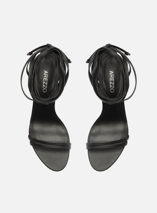 SANDÁLIA PRETA AREZZO SALTO MÉDIO TAÇA LACE UP