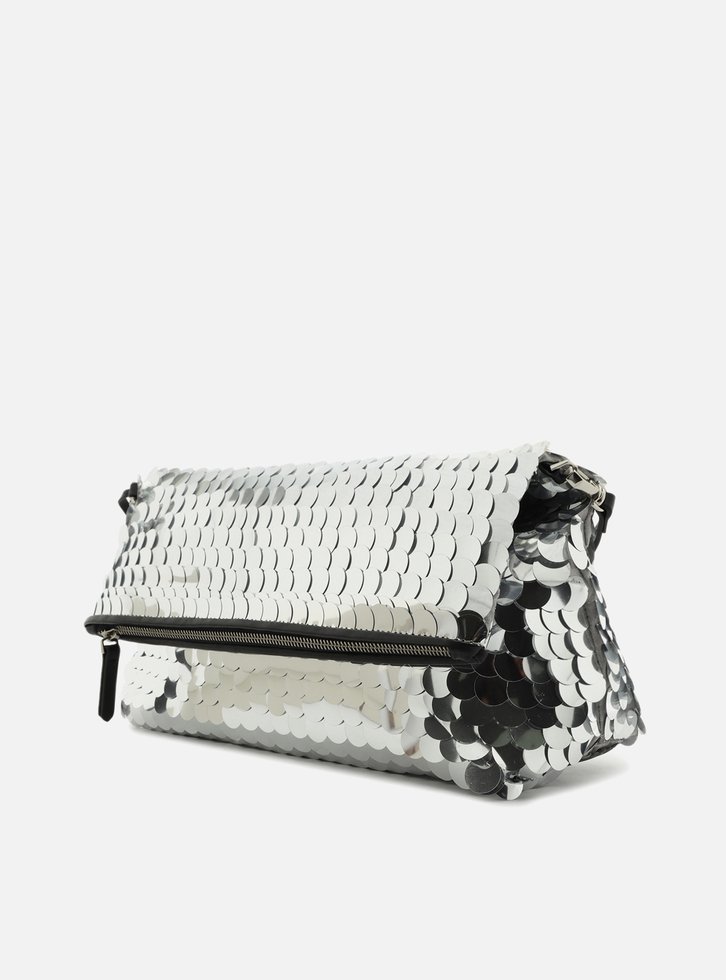 Clutch Prata Arezzo Média Maxi Paetês