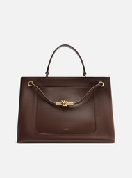 Bolsa Tote Marrom Arezzo Dark Couro Helena Grande Nó Metal