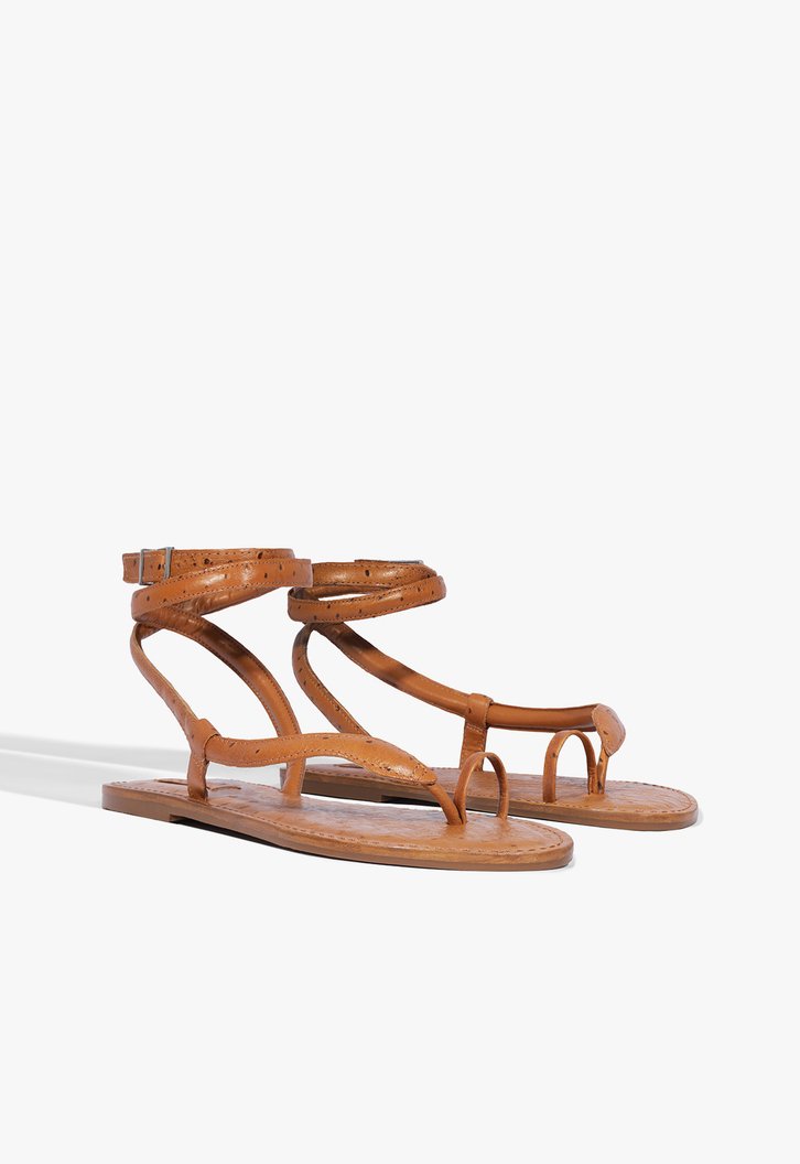 Sandália Rasteiro Marrom Schutz Salto Couro | ZZ MALL