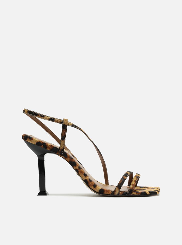 SANDÁLIA ANIMAL PRINT AREZZO SALTO GEOMÉTRICO TIRAS