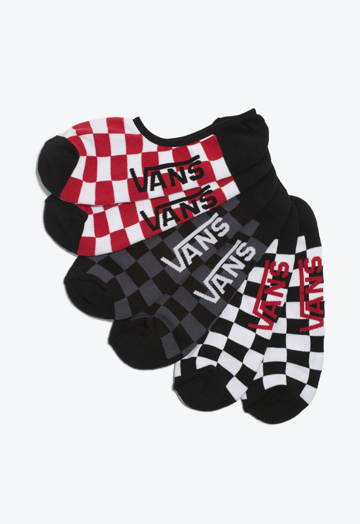Meia Classic Super No Show (3 Pares) Red White Check
