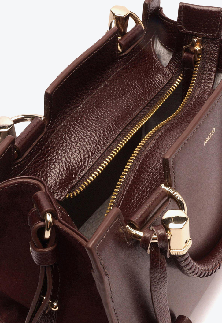 Bolsa Tote Vinho Arezzo Couro Abraccio Média