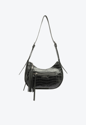 Bolsa Preta Schutz Média Mirella Couro Croco