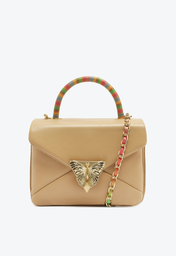 Bolsa Bege Schutz Butterfly Shoulder Média Couro Snake