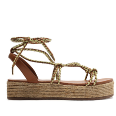 Sandália Flatform Marrom Anacapri Amarração Trançada