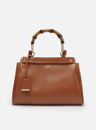 Bolsa Tote Marrom Arezzo Couro Grande Alça Bambu