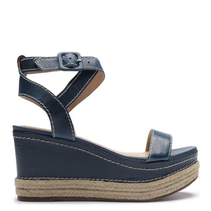 sandalia couro plataforma