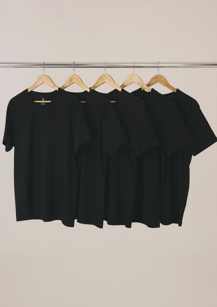 Kit Com 5 Camisetas Pretas Hering Básicas Slim
