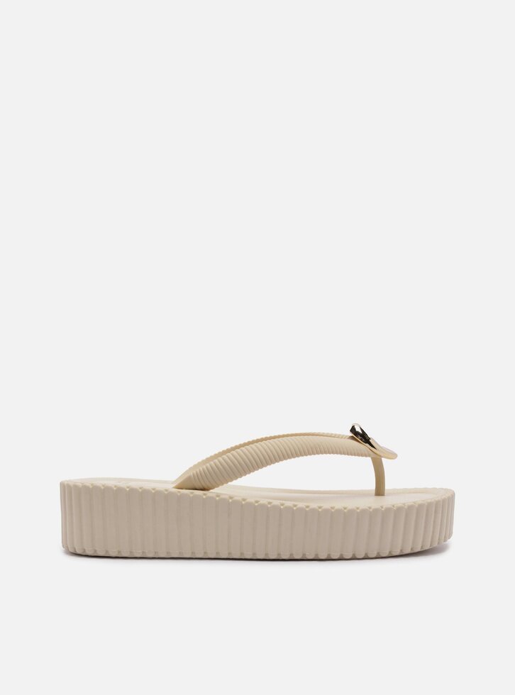 Chinelo Branco Flatform Flip Flop Metal Bali