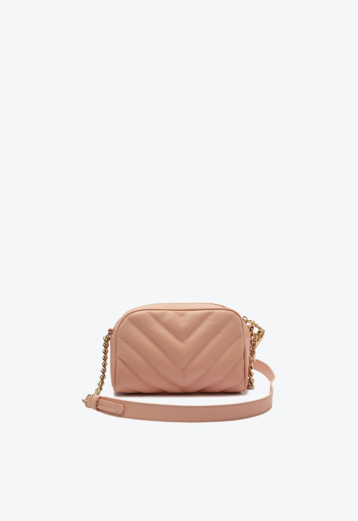 Bolsa Mini Tiracolo Rosa Schutz Mirella Chevron Couro