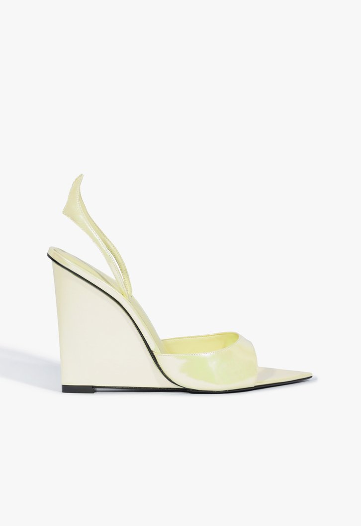 Sandália Zya Wedge Couro Amarela