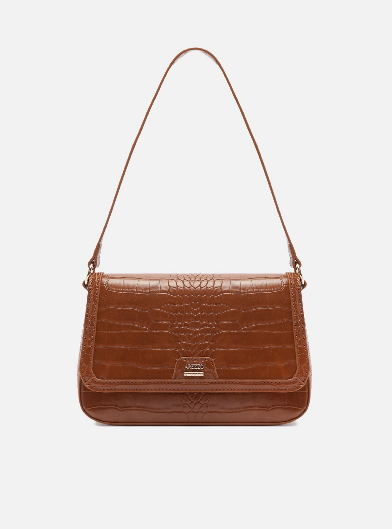 Bolsa Tiracolo Marrom Média Croco