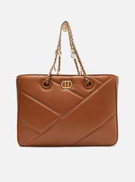 Bolsa Shopping Marrom Arezzo Couro Grande Pingentes