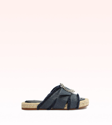Madelina Raffia Flat French Blue