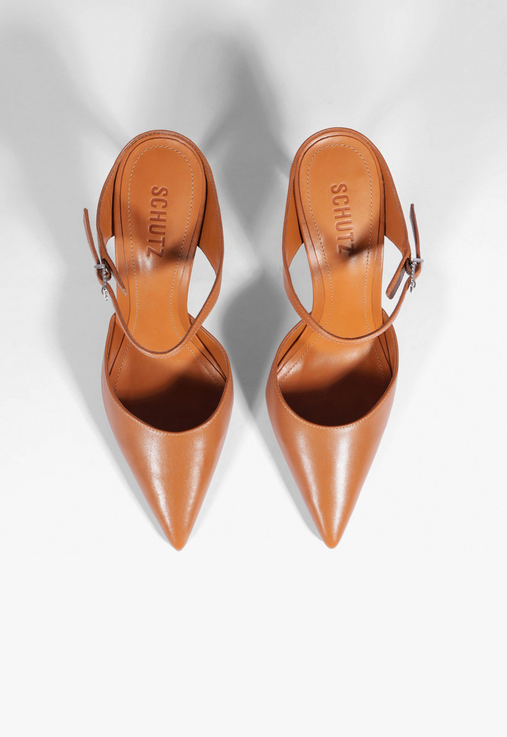 Mule Laura Couro Marrom