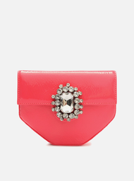 Bolsa Tiracolo Rosa Arezzo Couro Pequena Pedraria