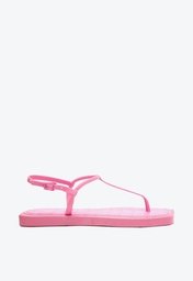 Kit Brizza Sandália Rasteira Rosa Square Palmilha Croco E Bag