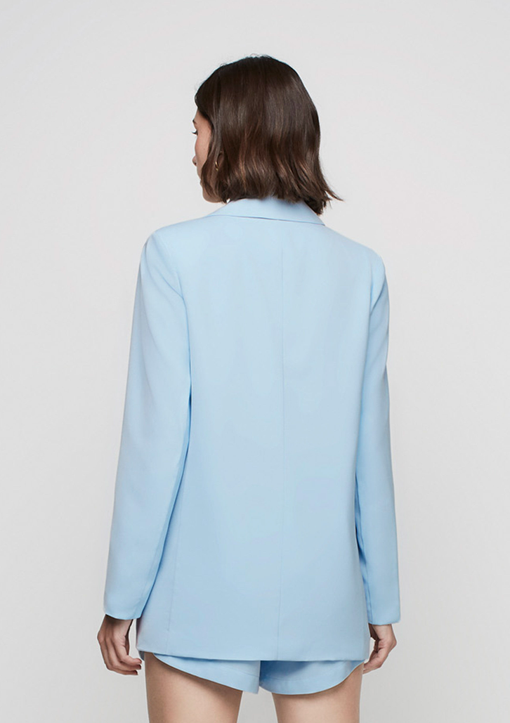 Blazer Azul Dzarm De Alfaiataria Reto Alongado