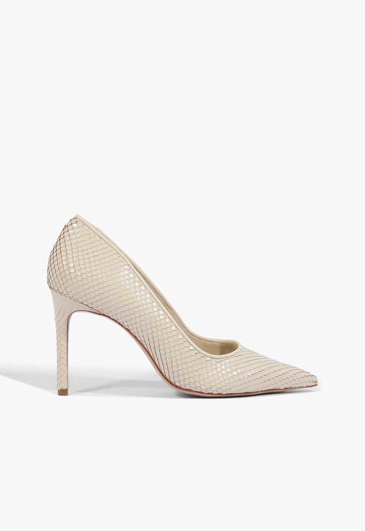 Sapato Scarpin Salto Alto Snake Branco