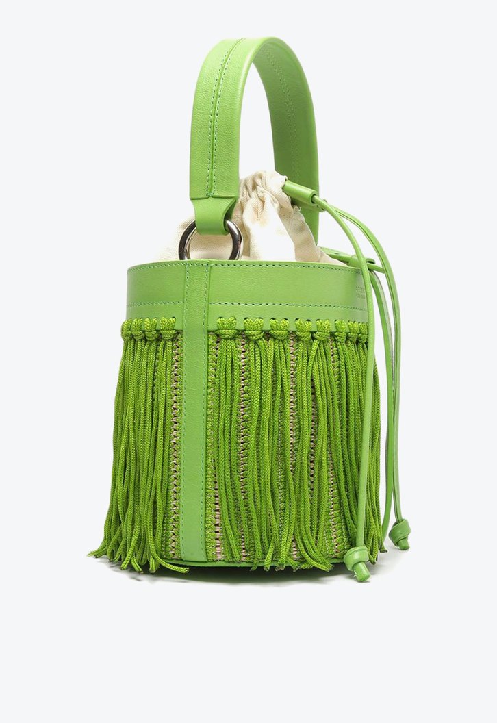 Bolsa Bucket Verde Arezzo Franjas Luci Média