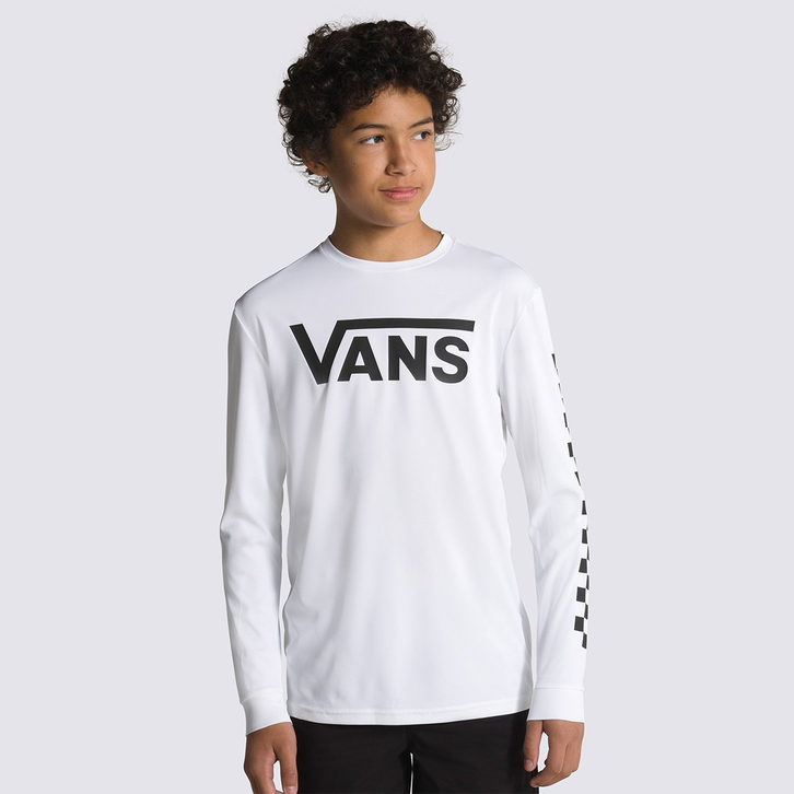 Camiseta Vans Infantil Classic Checker Sun Ls White Black