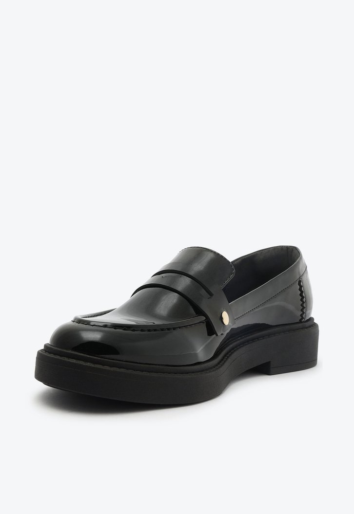 Mocassim Preto Verniz Detalhe Removível
